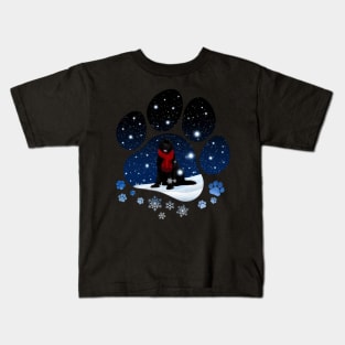 Snow Paw Newfoundland Christmas Winter Holiday Kids T-Shirt